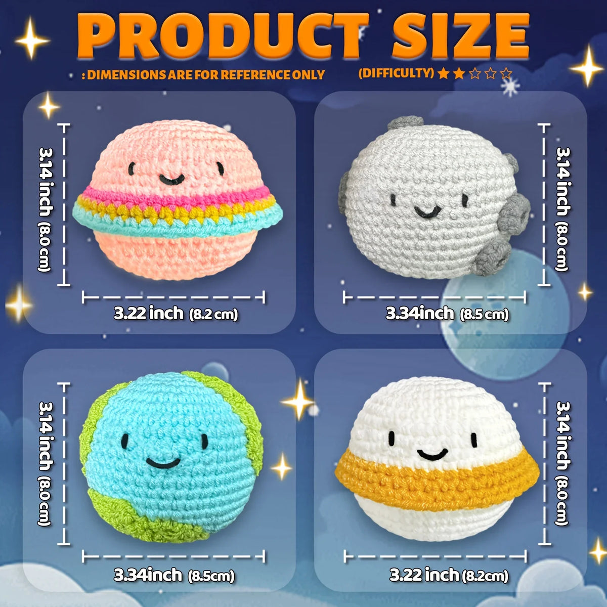4pcs Planet Crochet Kit