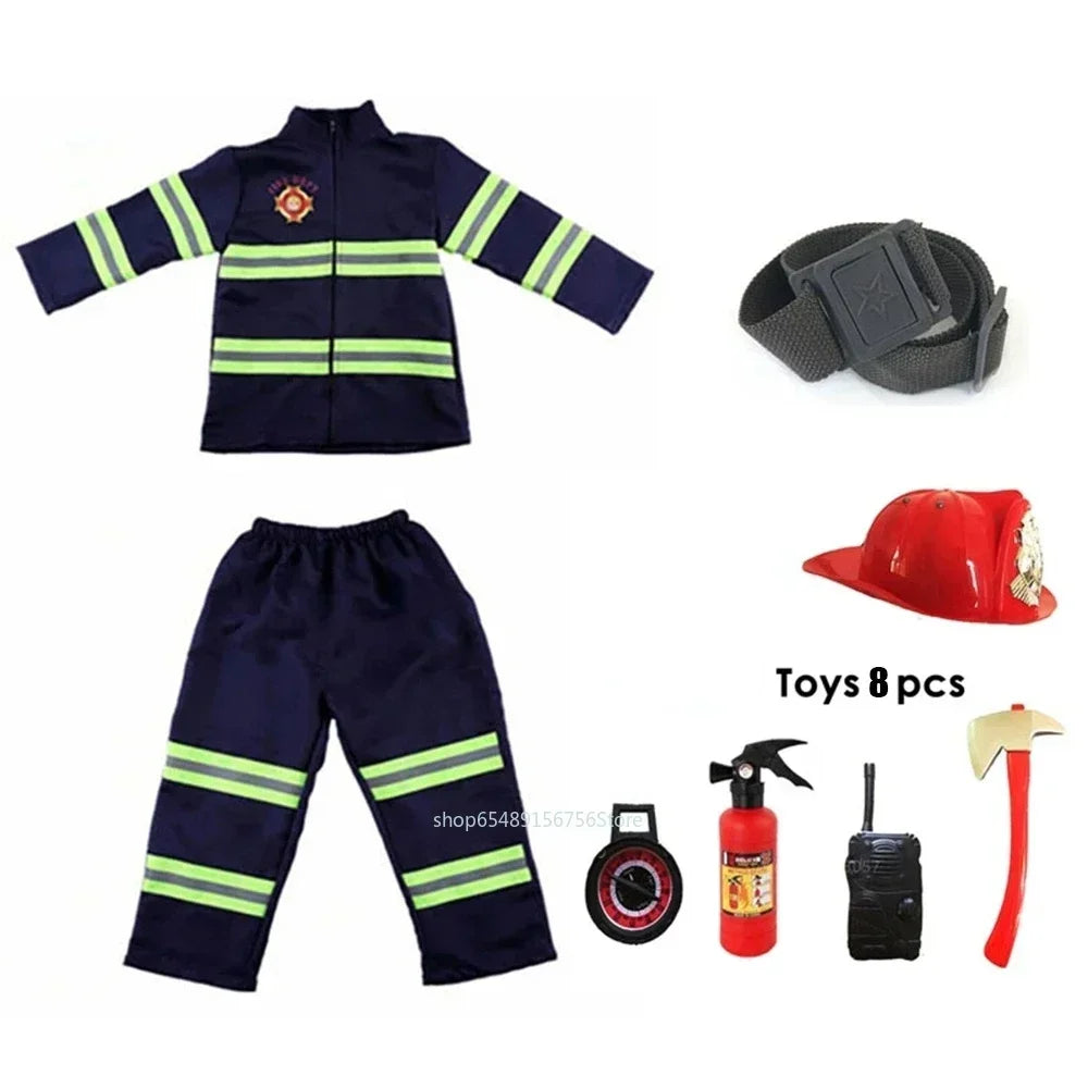 Kids Fireman Cosplay Costume Uniform – Role Play Outfit