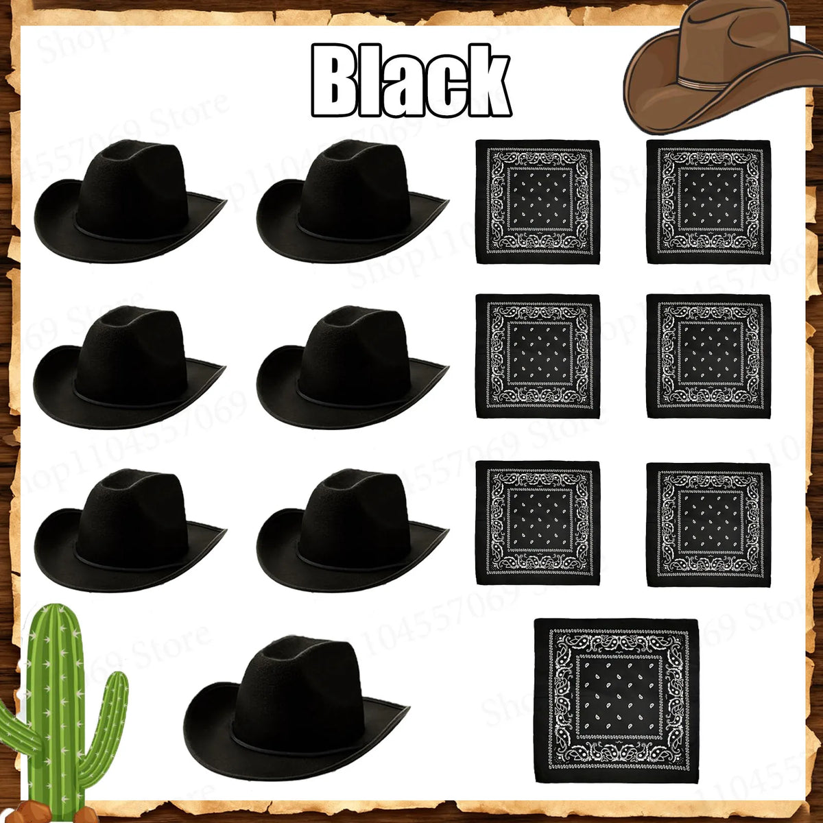 6-32Set Kids Western Cowboy Hats with Bandanas Cowboy Party Hats for Birthday Party Cosplay Costume Party Western Party Favors