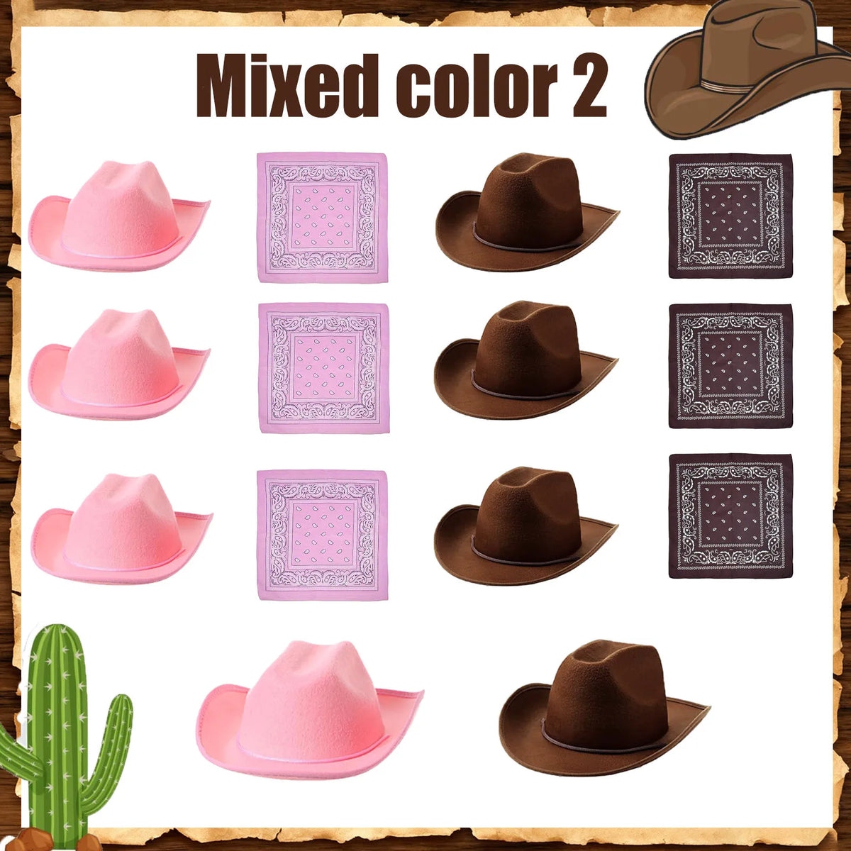 6-32Set Kids Western Cowboy Hats with Bandanas Cowboy Party Hats for Birthday Party Cosplay Costume Party Western Party Favors