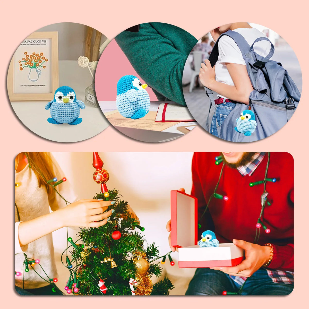 Penguin Crochet Kit for Beginners Crochet Kit for Adults and Children Easy Yarn, with Instruction Manual and Video Tutorial