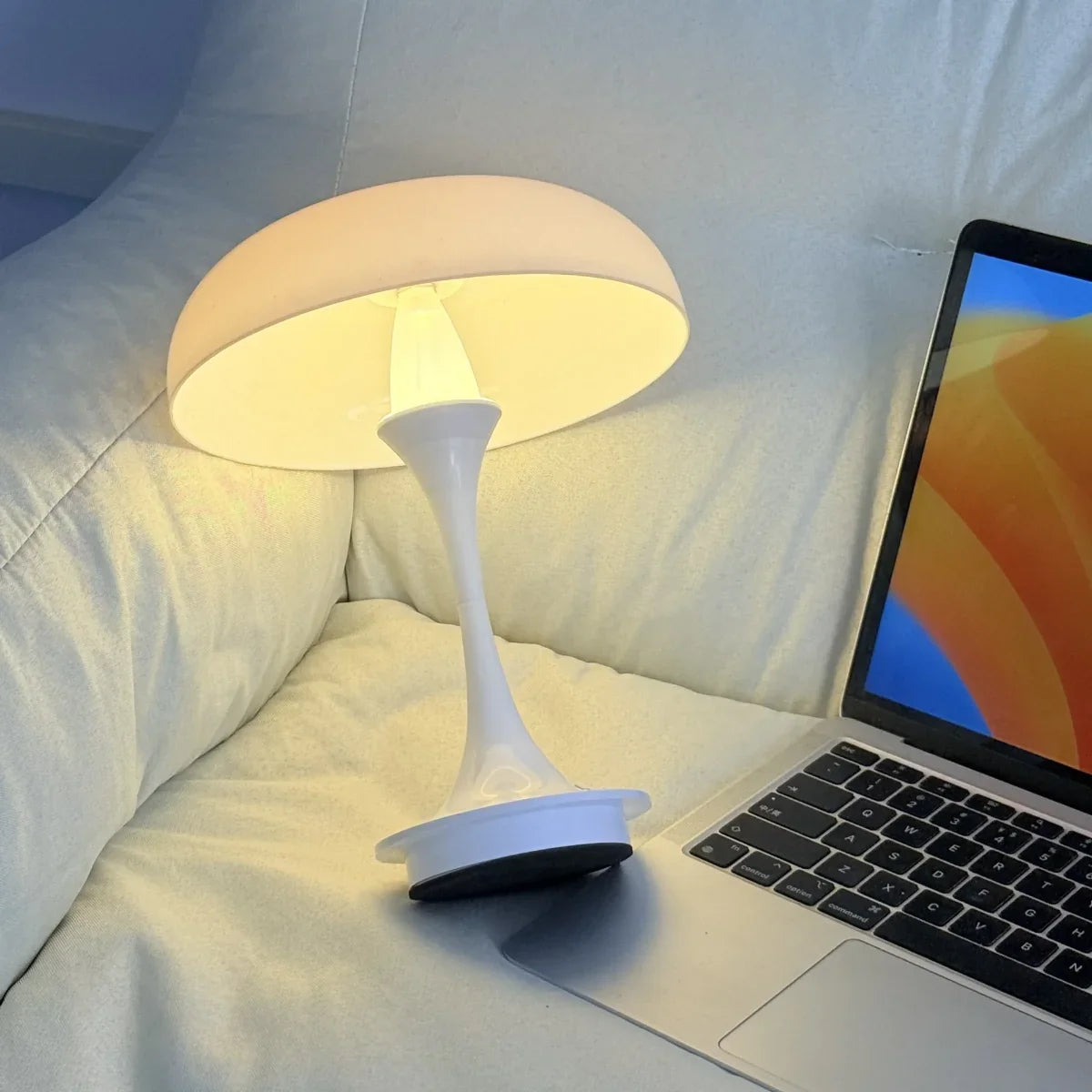Cute Mushroom Table Lamp Touch Control 3Color Dimmable LED Night Light Cordless USB Rechargeable Bedside Lamp for Bedroom Office