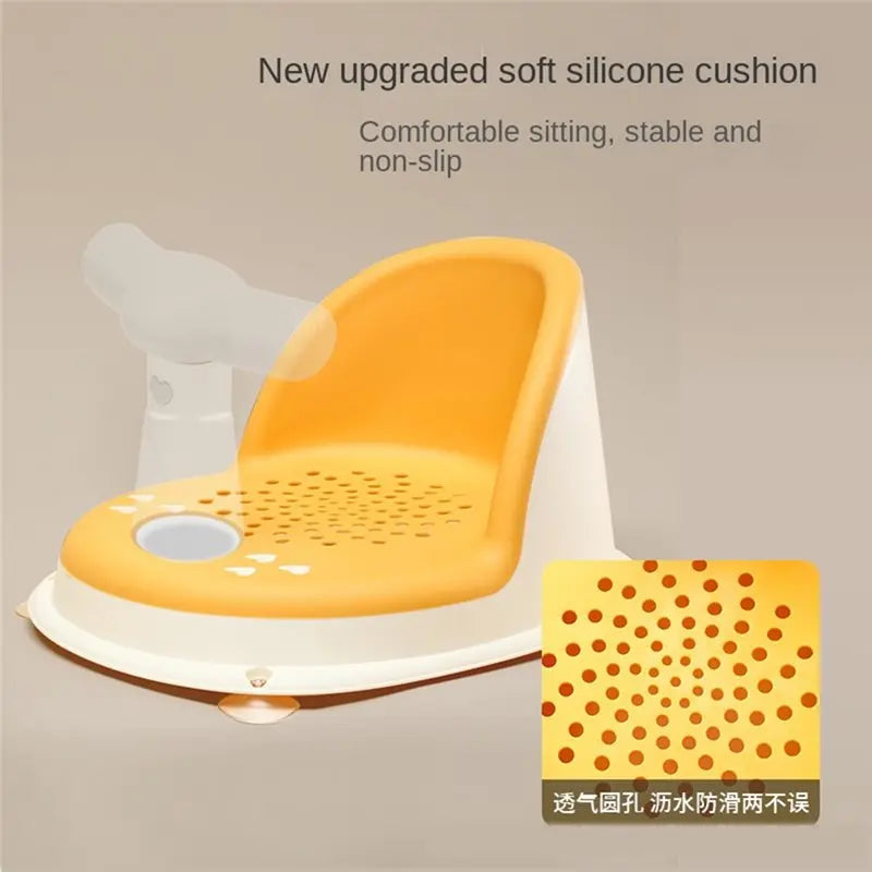 Infant Non-Slip Bath Seat for Newborns & Toddlers – Cushioned Plastic Baby Bathtub Chair