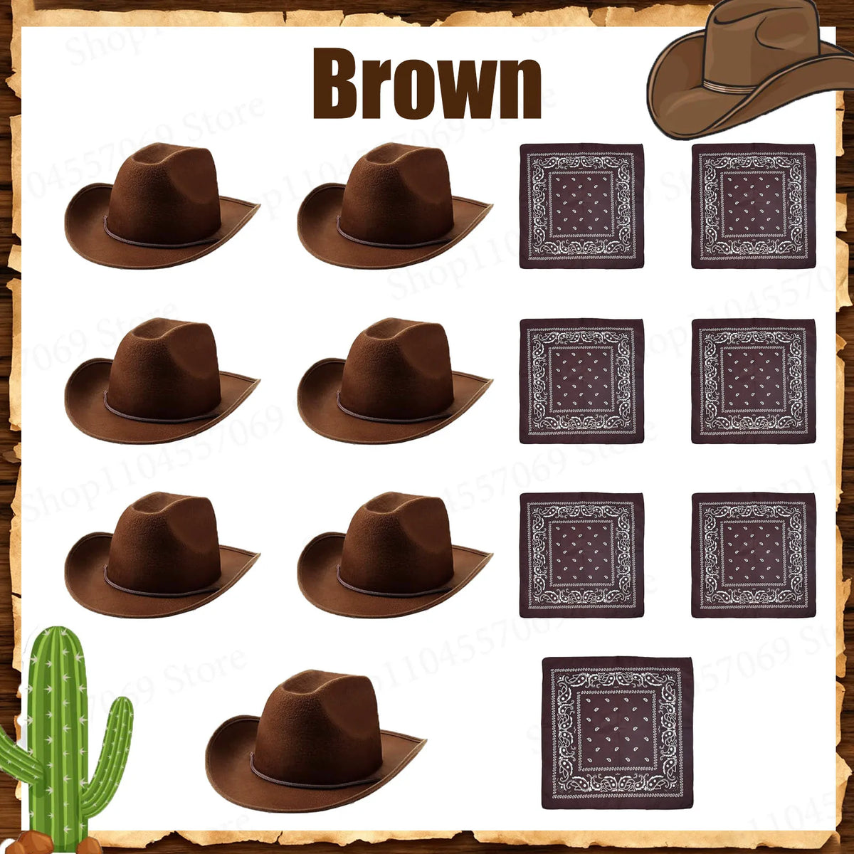 6-32Set Kids Western Cowboy Hats with Bandanas Cowboy Party Hats for Birthday Party Cosplay Costume Party Western Party Favors