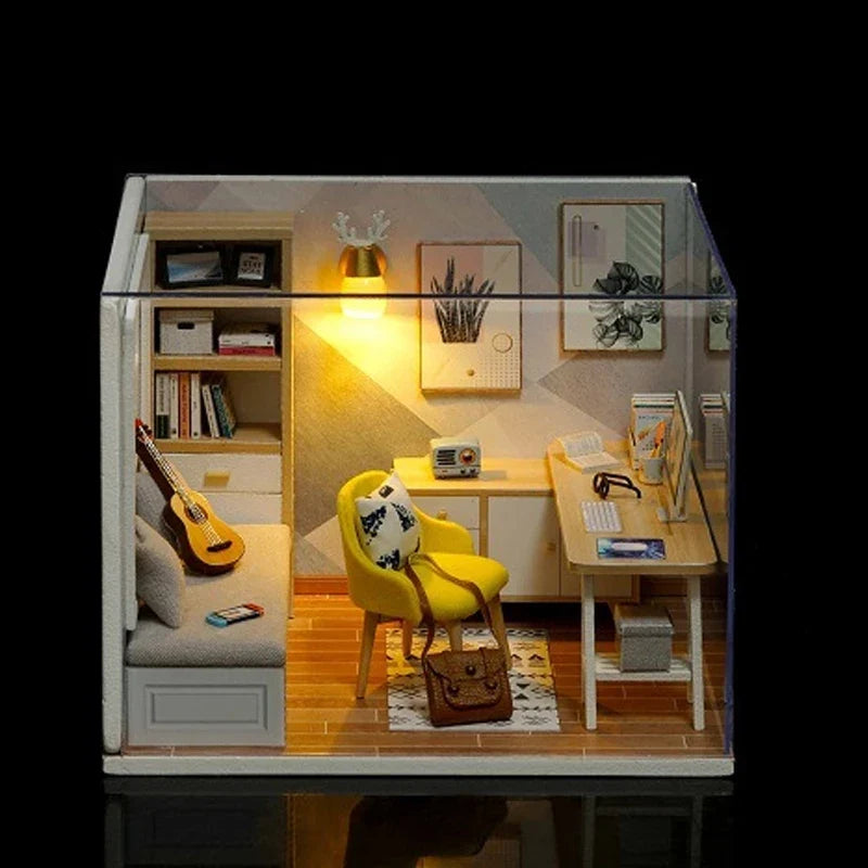 Wooden Miniature Doll House DIY 3D Puzzle Building Kit