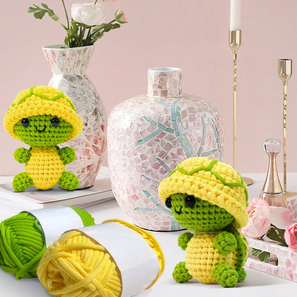 Tortoise Crochet Kit with Soft Yarn Crochet Kit with Step-by-Step Video Tutorials Learn to Crochet Animals Kits for Adults