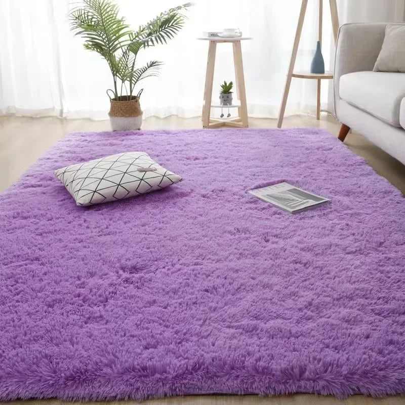 VIKAMA Minimalist Solid Color Shaggy Rug Fluffy and Soft Living Room Sofa Coffee Table Rug Nursery Floor Mat Home Decor