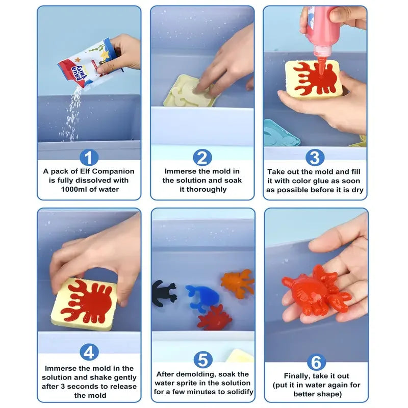 Kids DIY Water Elf Craft Kit – Montessori Painting & Origami Sticker Set with Magic Water Solution (100 ml / 3.38 fl oz)