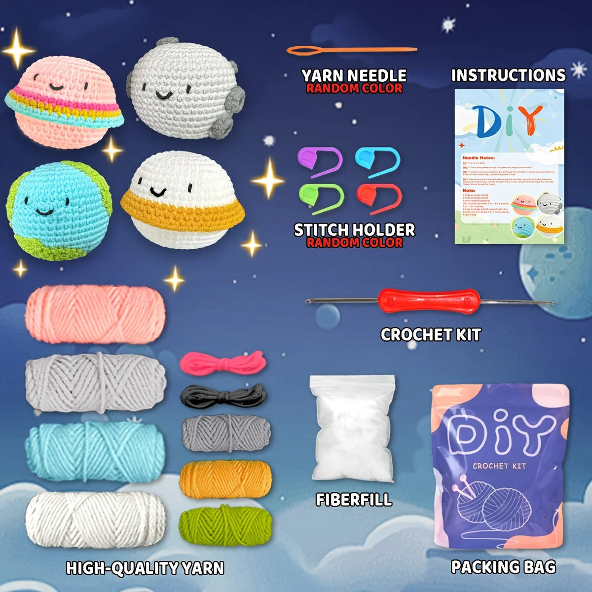 4pcs Planet Crochet Kit