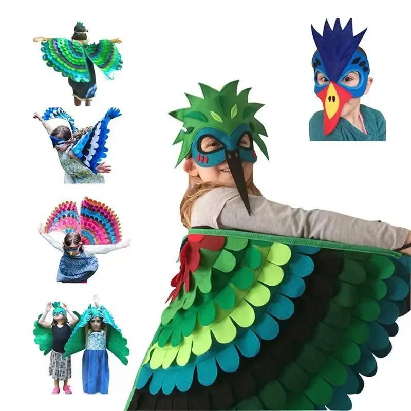 Kids Bird Cosplay Costume Wings Cape with Mask – Animal Outfit