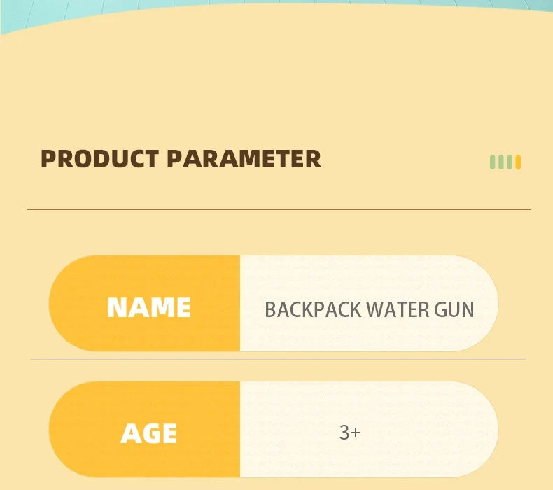 Kids Backpack Water Gun for Summer Beach Pool Outdoor Fun Toy