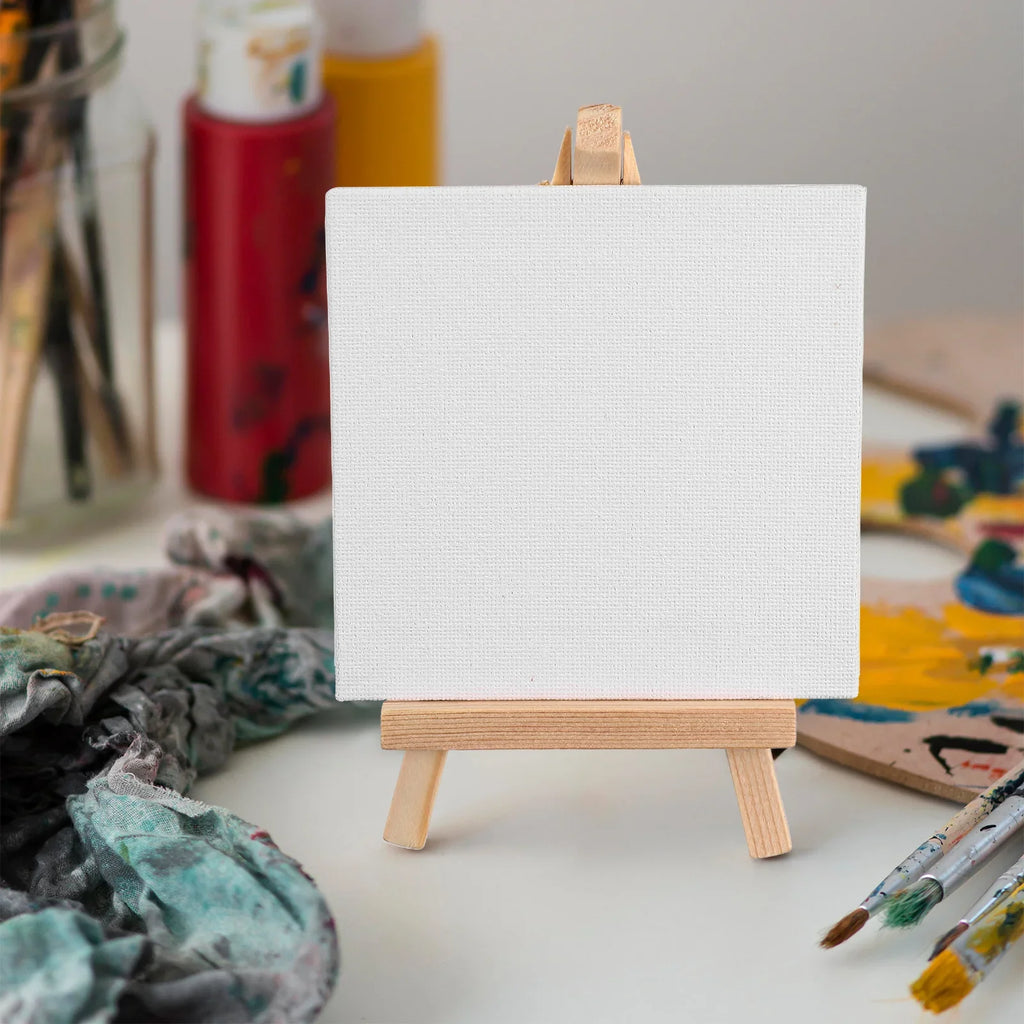 6-Set Mini Canvas Painting Kit – Small Easel Boards, Brushes & Palette for Adults, Travel Art Supplies