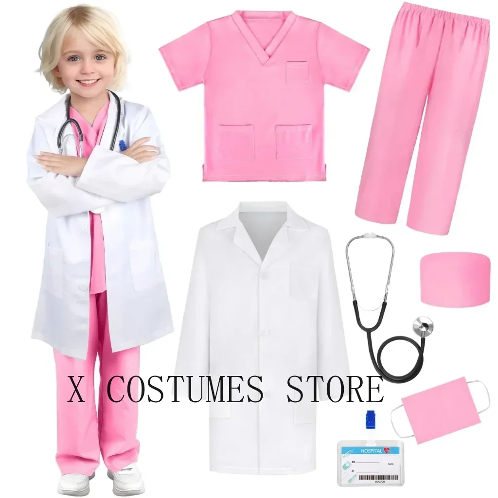 Kids Doctor Nurse Cosplay Costume – Surgical Uniform Role Play Outfit