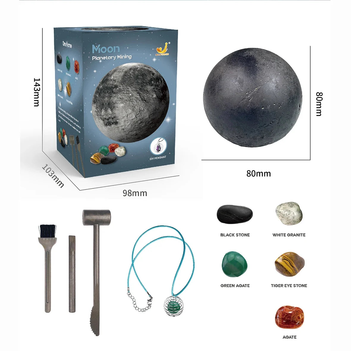 Children's Archaeology Digging Treasure Kit - Solar System Gem Ore Exploration, Science Education Toy for Kids