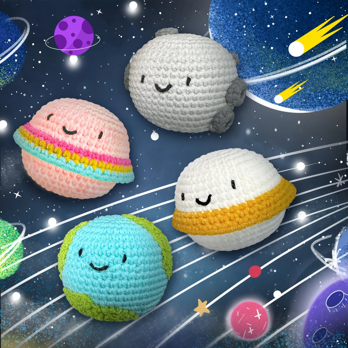 4pcs Planet Crochet Kit