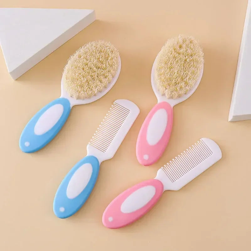 2PCS Baby Hair Brush Set – Soft Bristles Cradle Cap Brush for Newborns & Toddlers, Infant Bathing Comb, Baby Care Gift Accessories