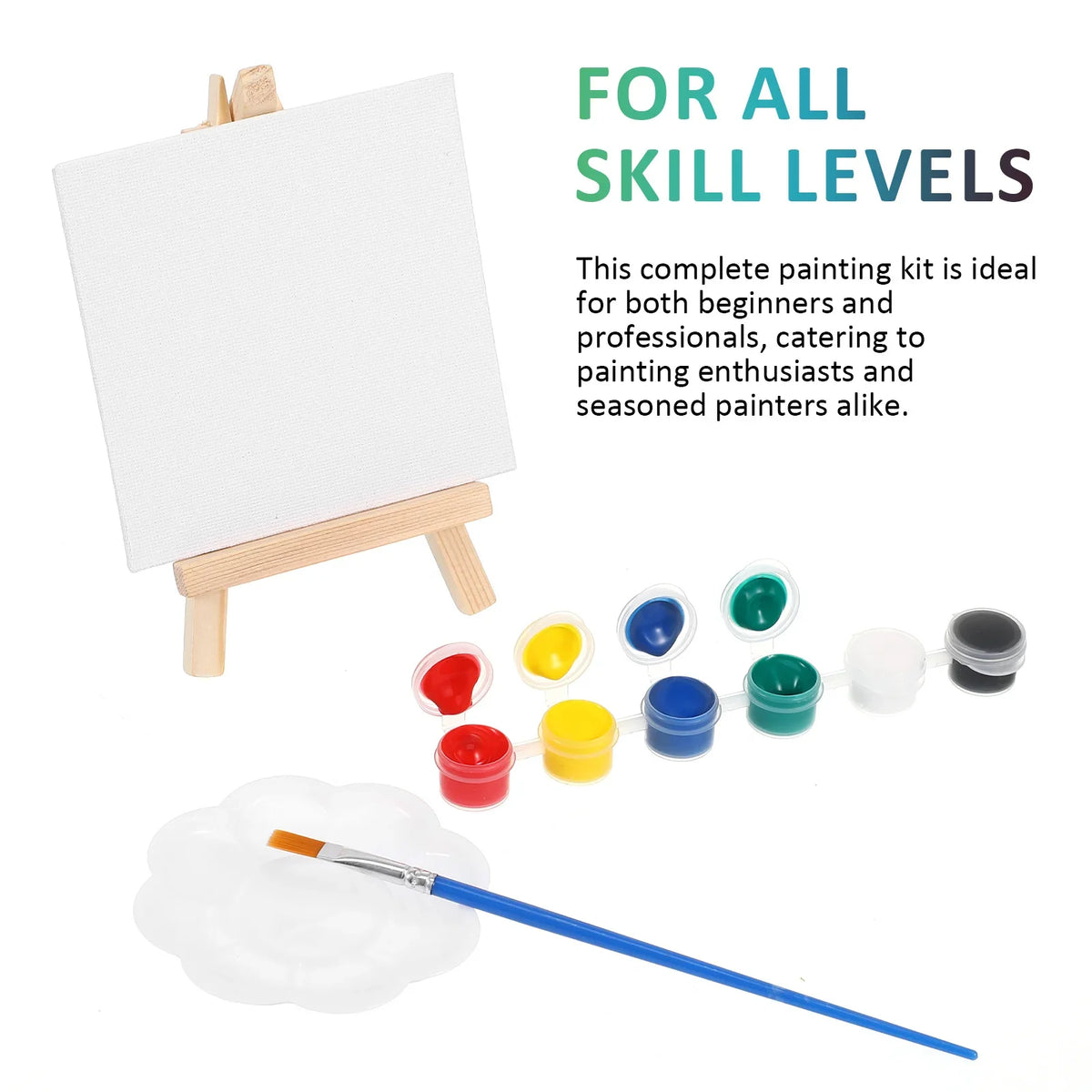 6-Set Mini Canvas Painting Kit – Small Easel Boards, Brushes & Palette for Adults, Travel Art Supplies