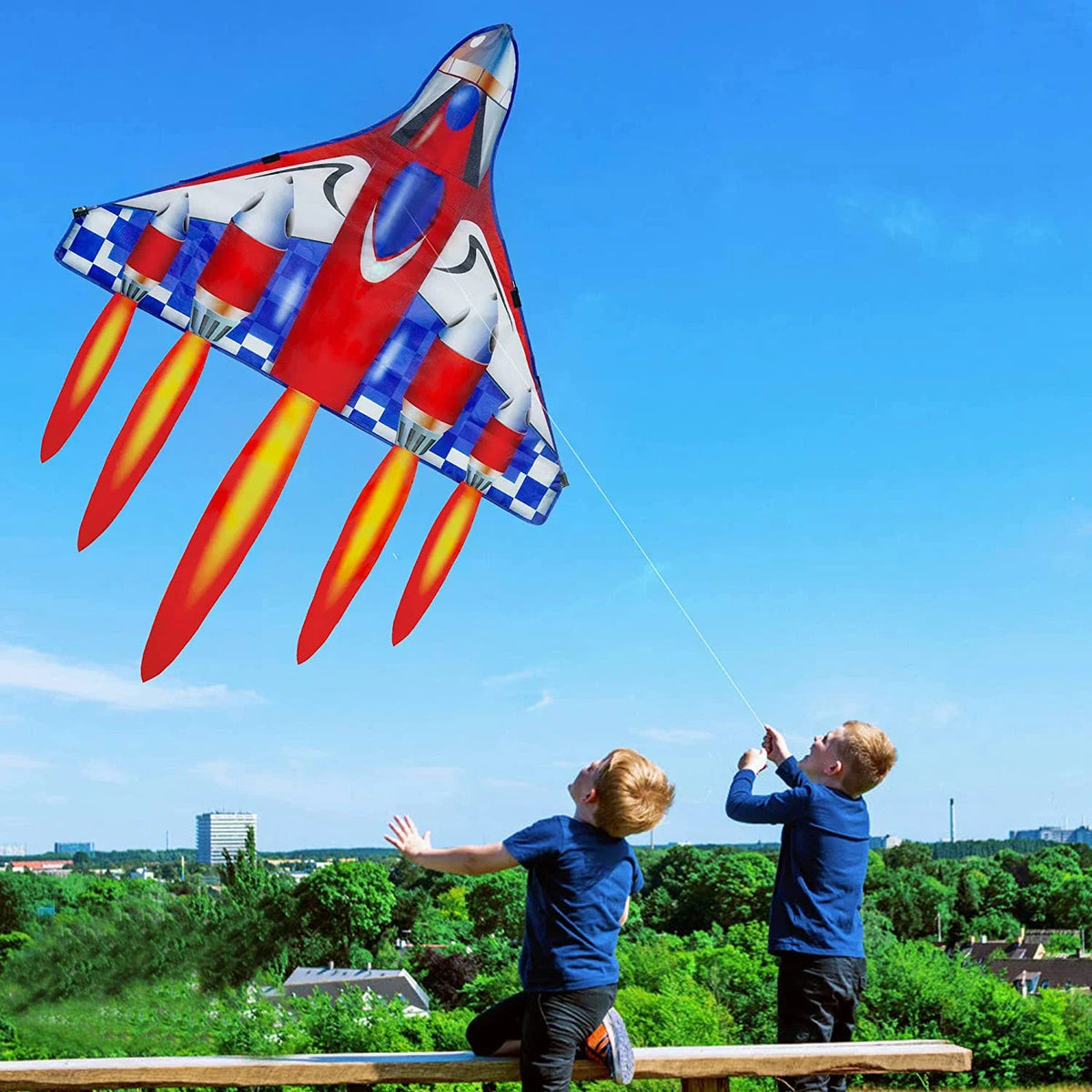 Outdoor Fun Sports Plane Kite – with Handle and Line, Good Flying, for Kids and Adults