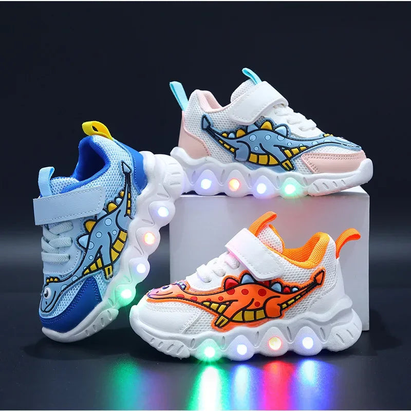 Kids' Dinosaur Light-Up Mesh Sneakers