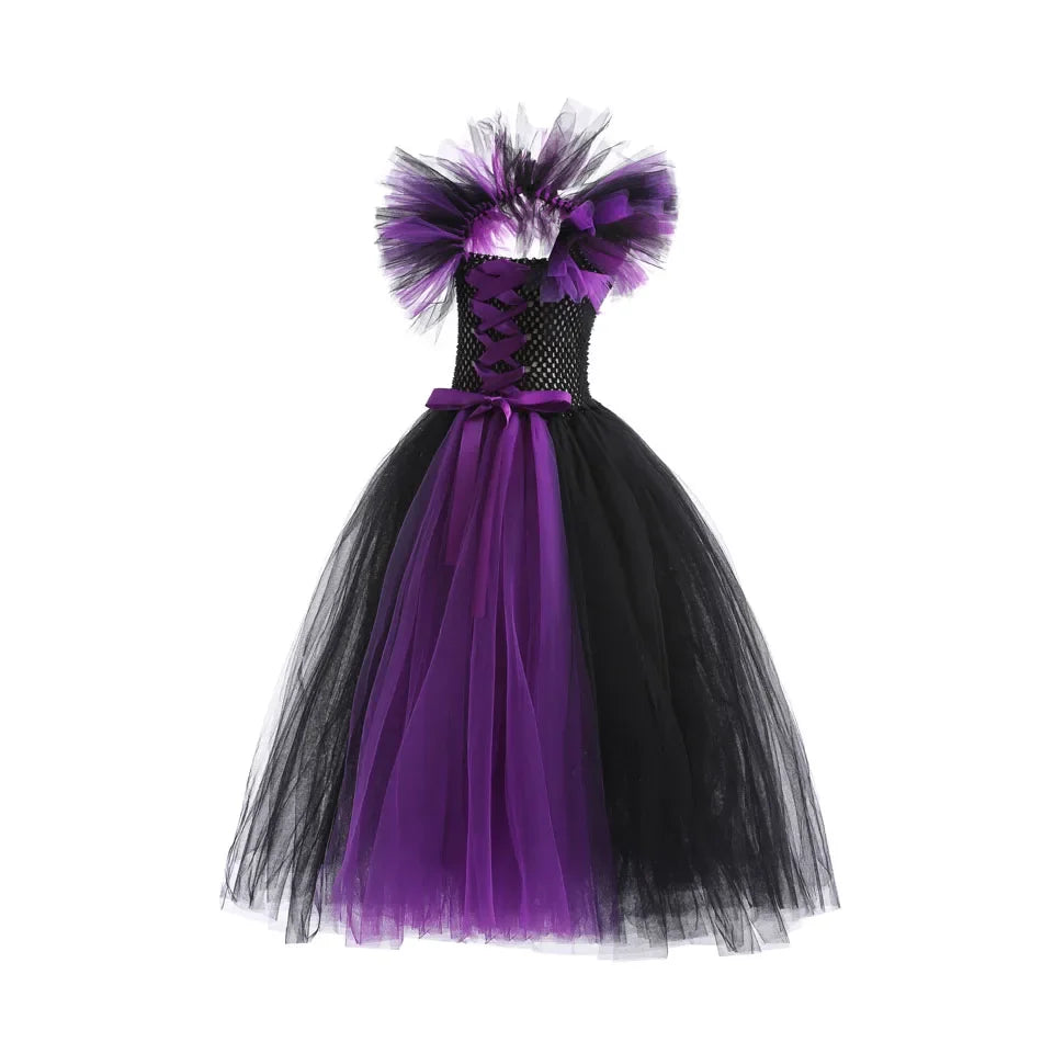 Girls Maleficent Costume Dress – Luxury Villain Tulle Gown