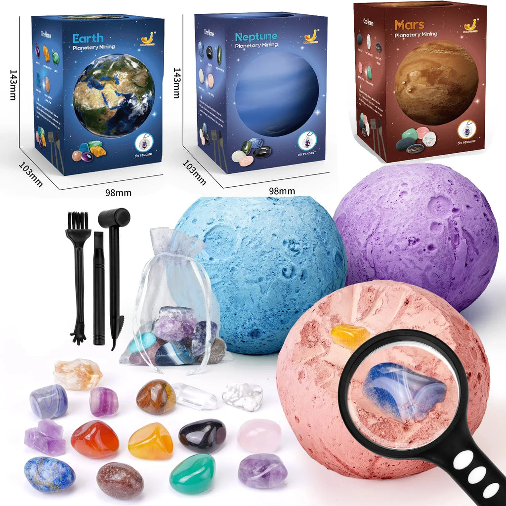Children's Archaeology Digging Treasure Kit - Solar System Gem Ore Exploration, Science Education Toy for Kids