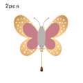 Creativity Butterfly Children's Room Wall Lamp Pink Pull Switch Wall Sconces Indoor Bedside Room Aisle Decorative Lights