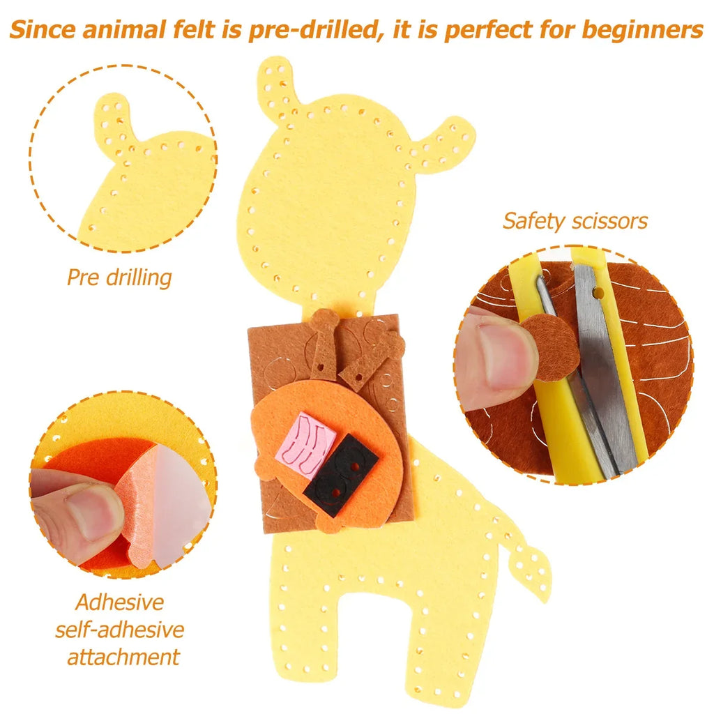 Kids Sewing Kit 14-Piece Woodland Felt Animals DIY Craft Set for Beginners Educational Sewing Toy