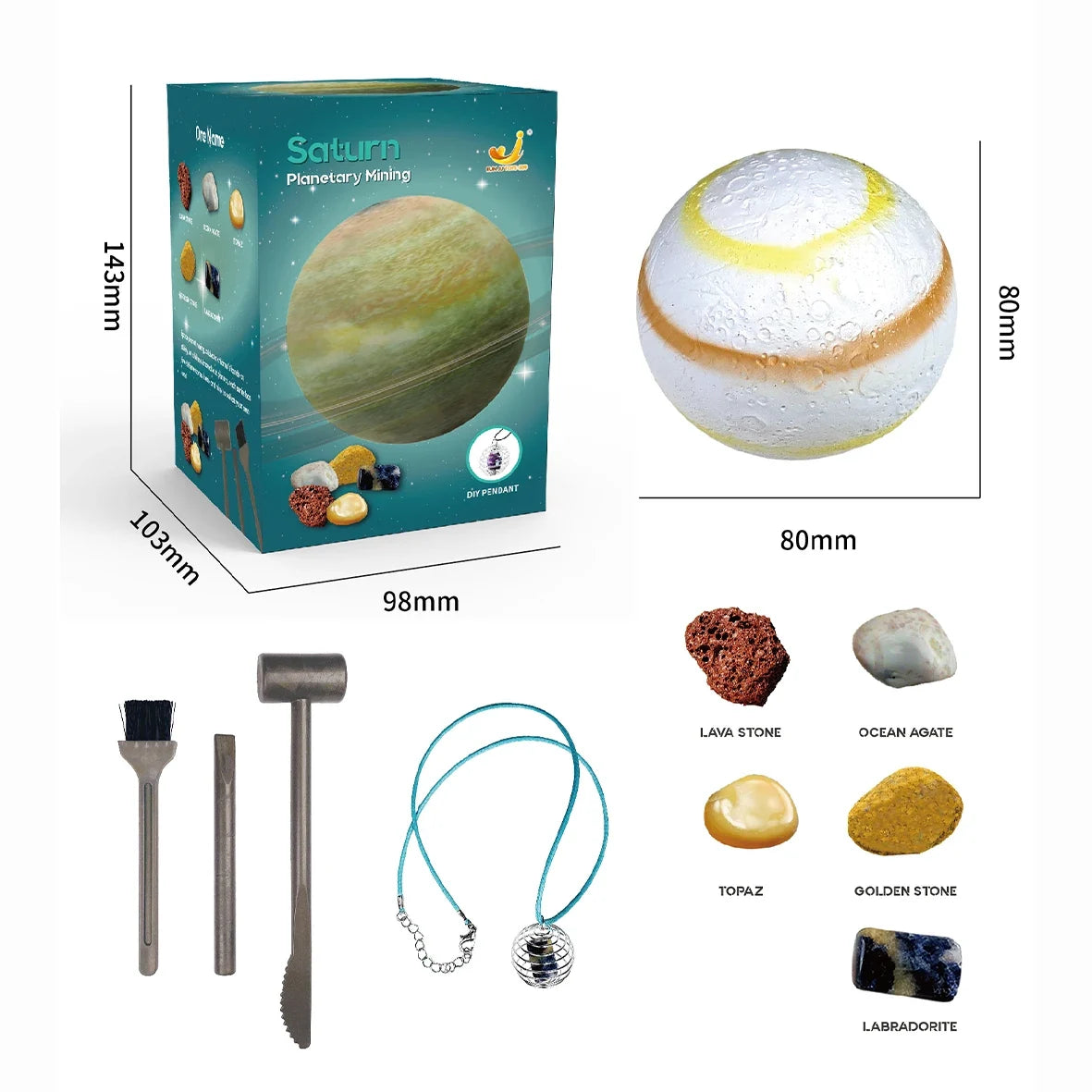 Children's Archaeology Digging Treasure Kit - Solar System Gem Ore Exploration, Science Education Toy for Kids