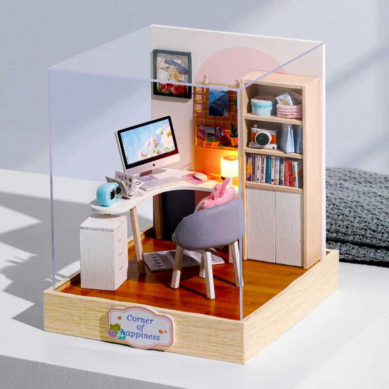 Wooden Miniature Doll House DIY 3D Puzzle Building Kit