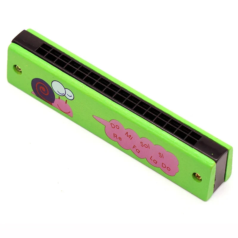 16-Hole Wooden Harmonica Cartoon Animals Painted Toy – Musical Instrument for Kids, Early Educational Toy, Perfect Gift for Children