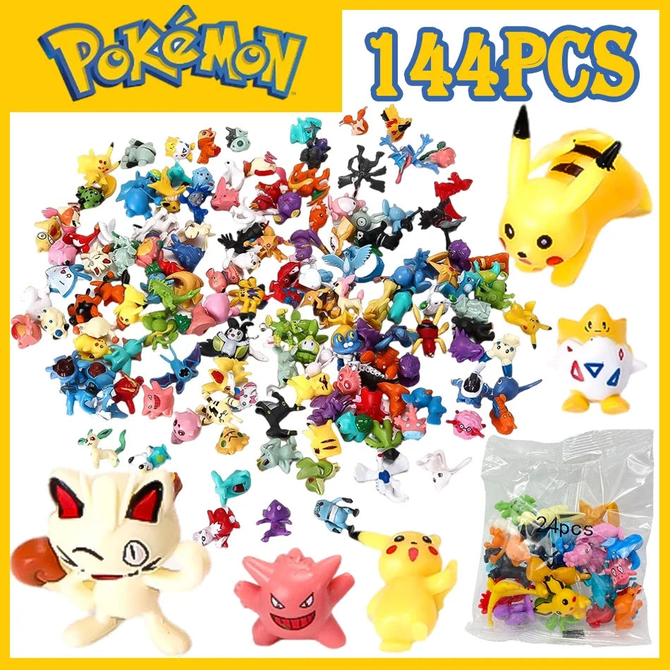 144 Pcs/Lot Mini Pokemon Figure Pikachu Kids Model Toys 2-3cm Kawaii Figurine PVC Dolls 6*24pcs Toys Wholesale