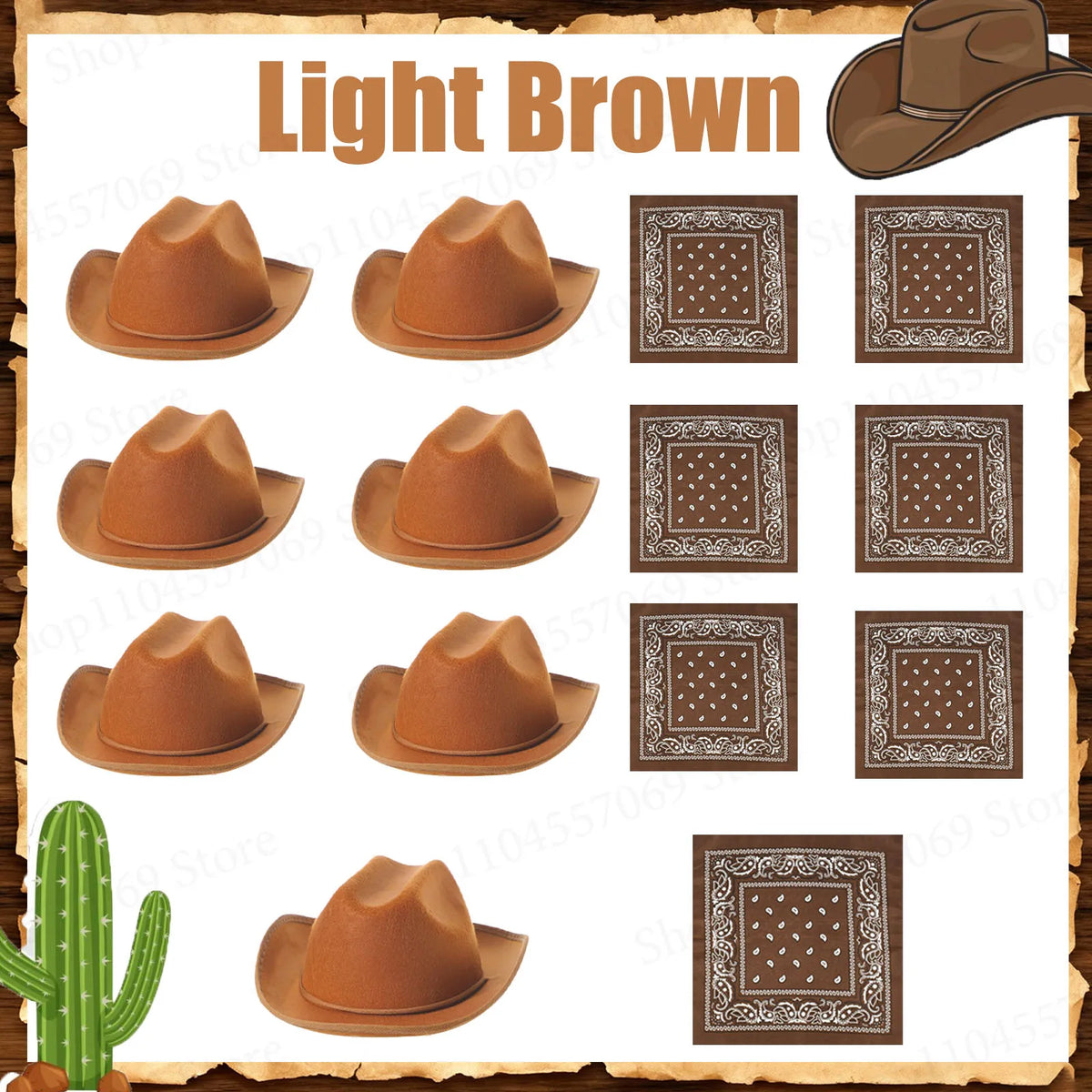 6-32Set Kids Western Cowboy Hats with Bandanas Cowboy Party Hats for Birthday Party Cosplay Costume Party Western Party Favors