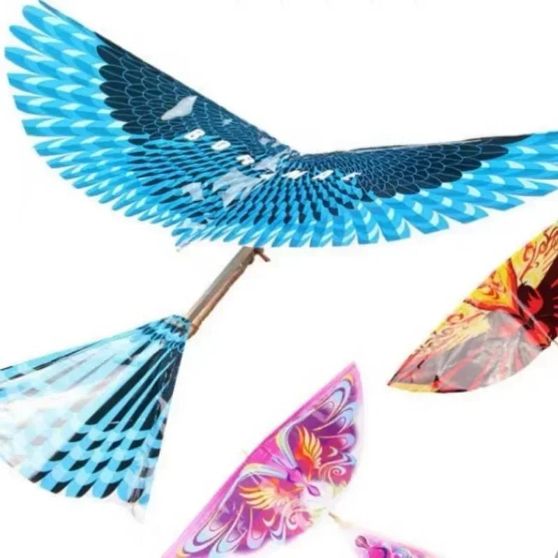 5pcs/Set Kids Fun Biomimetic Birds Kites – Elastic Rubber Band Powered Flying Toys, Outdoor Sport, 48x36cm, Children’s Yard Game