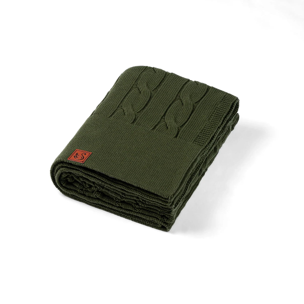 Cable Knit Baby Blanket in Forest Green