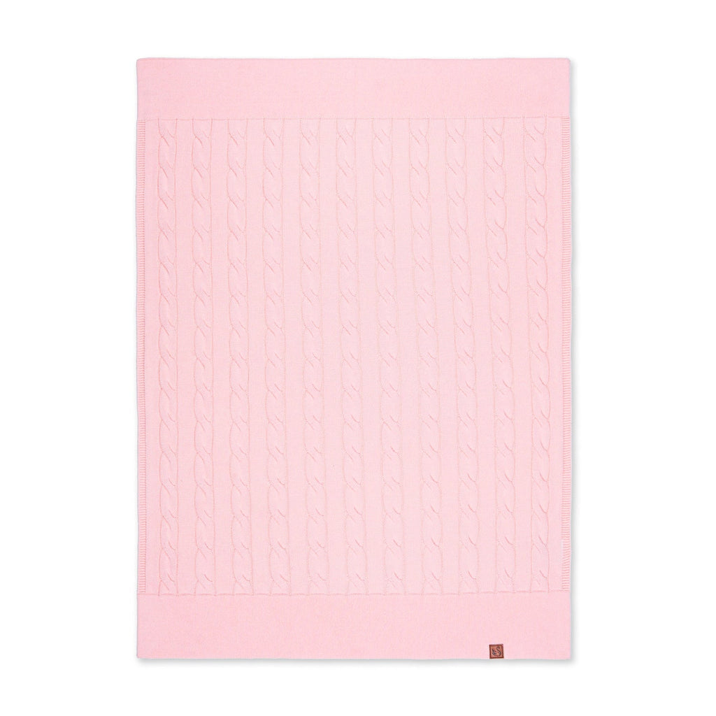 Cable Knit Baby Blanket in Pink