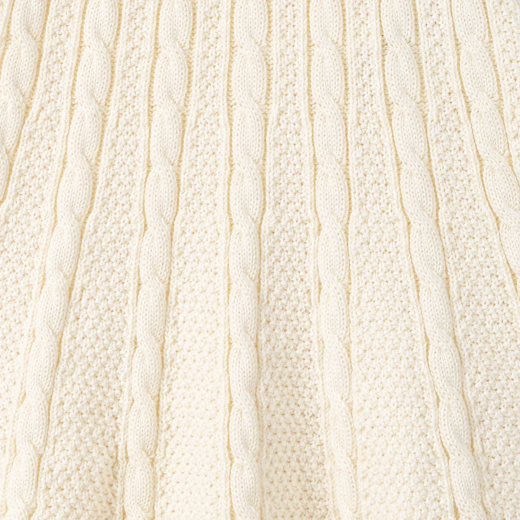Cable Knit Polo Dress in Cream