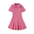 Cable Knit Polo Dress in Rose Pink