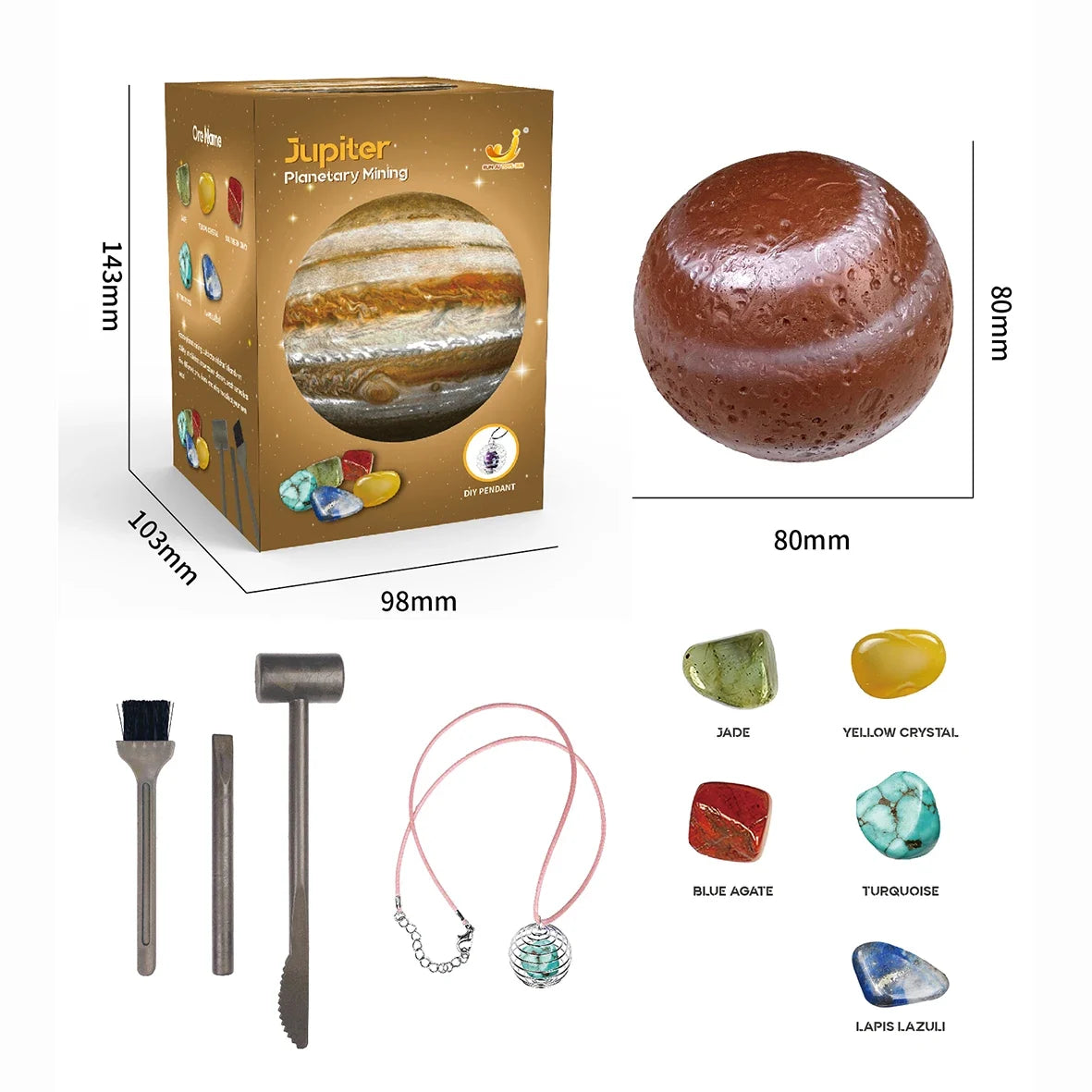 Children's Archaeology Digging Treasure Kit - Solar System Gem Ore Exploration, Science Education Toy for Kids