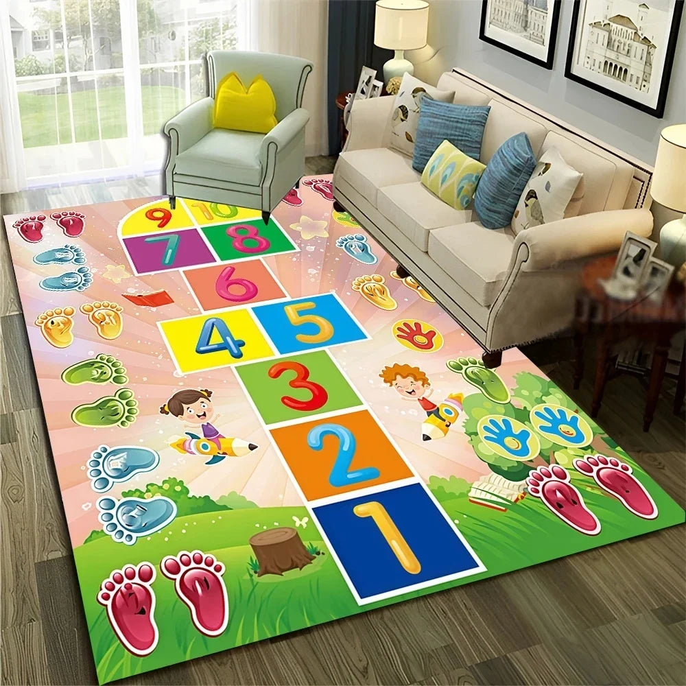 Children's Digital Games Boys and Girls Cartoon Carpet Living Room Sofas Door Mats Children's Anti Slip Floor Mats Home Decor