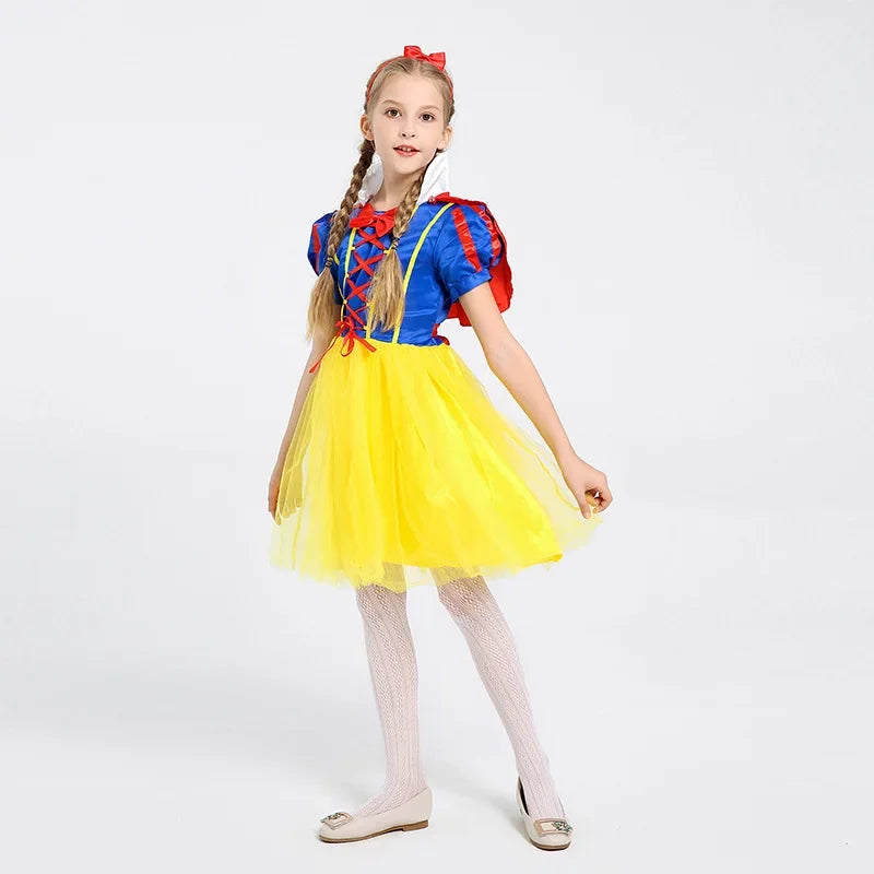 Kids Snow White Princess Costume Dress with Cape