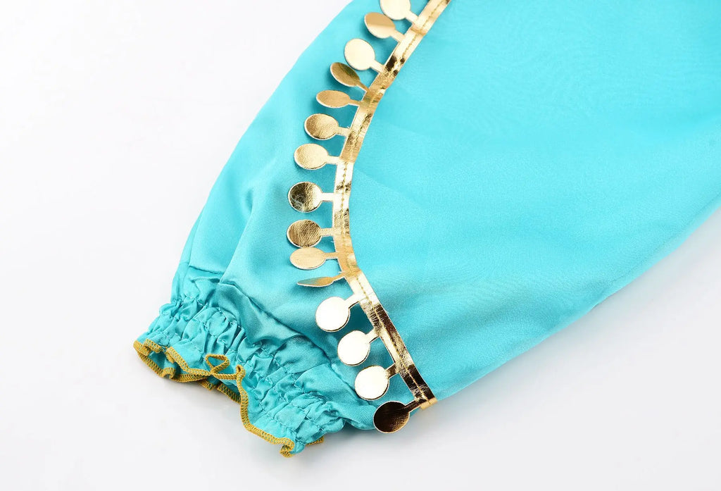 Kids Jasmine Princess Costume Dress – Aladdin Magic Lamp Outfit