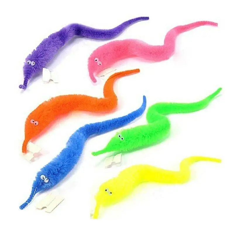 6pcs Magic Worm Toy Worm On a String Fuzzy Worm Wiggly Worm Twisty Toy Cat Wand Toy Trick Toy Carnival Party Favor Gift for Kids