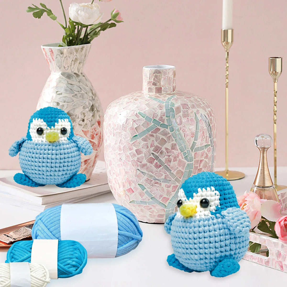 Penguin Crochet Kit for Beginners Crochet Kit for Adults and Children Easy Yarn, with Instruction Manual and Video Tutorial