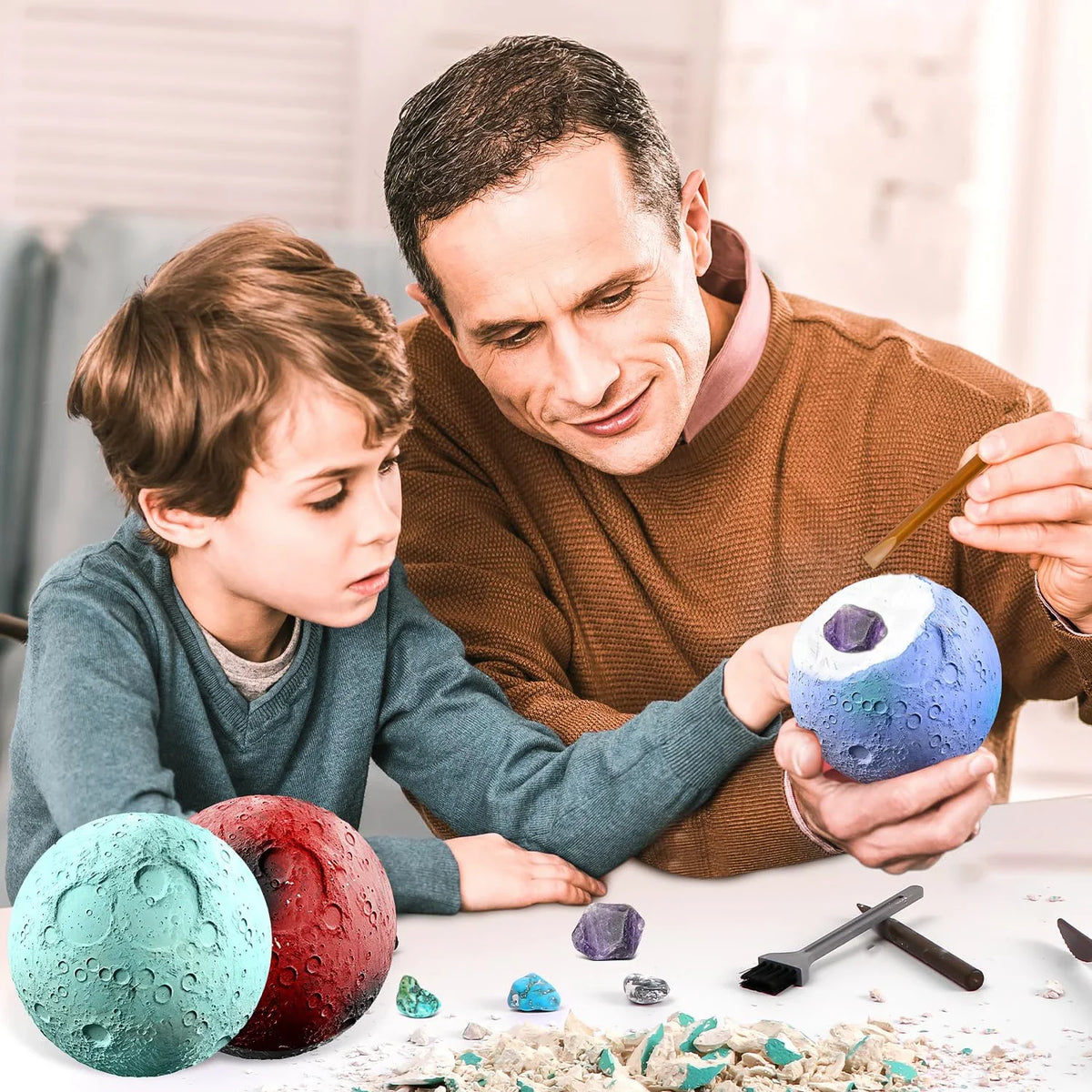 Children's Archaeology Digging Treasure Kit - Solar System Gem Ore Exploration, Science Education Toy for Kids