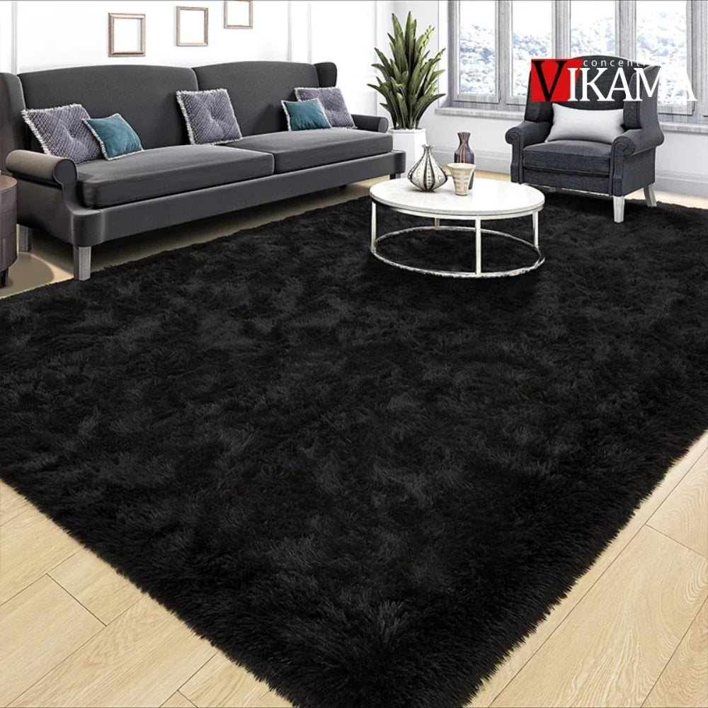 VIKAMA Minimalist Solid Color Shaggy Rug Fluffy and Soft Living Room Sofa Coffee Table Rug Nursery Floor Mat Home Decor