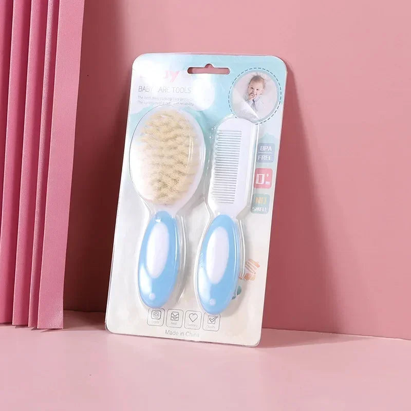 2PCS Baby Hair Brush Set – Soft Bristles Cradle Cap Brush for Newborns & Toddlers, Infant Bathing Comb, Baby Care Gift Accessories