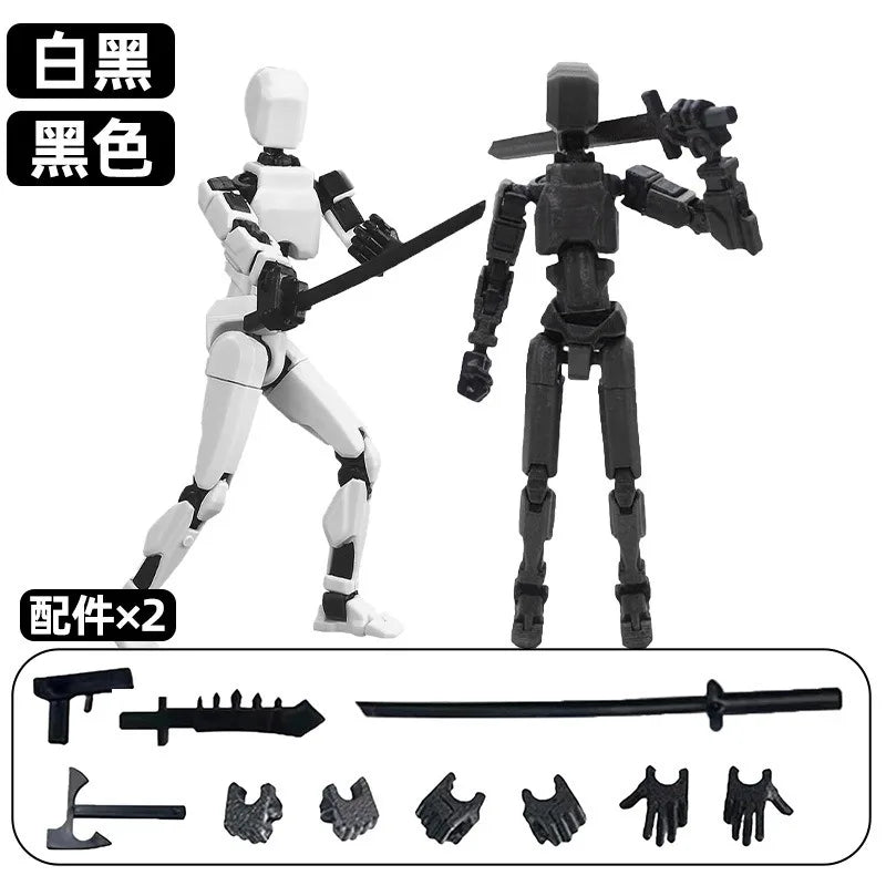 T13 Multi-Joint Robot Action Figure with Dog – 14cm Poseable Model