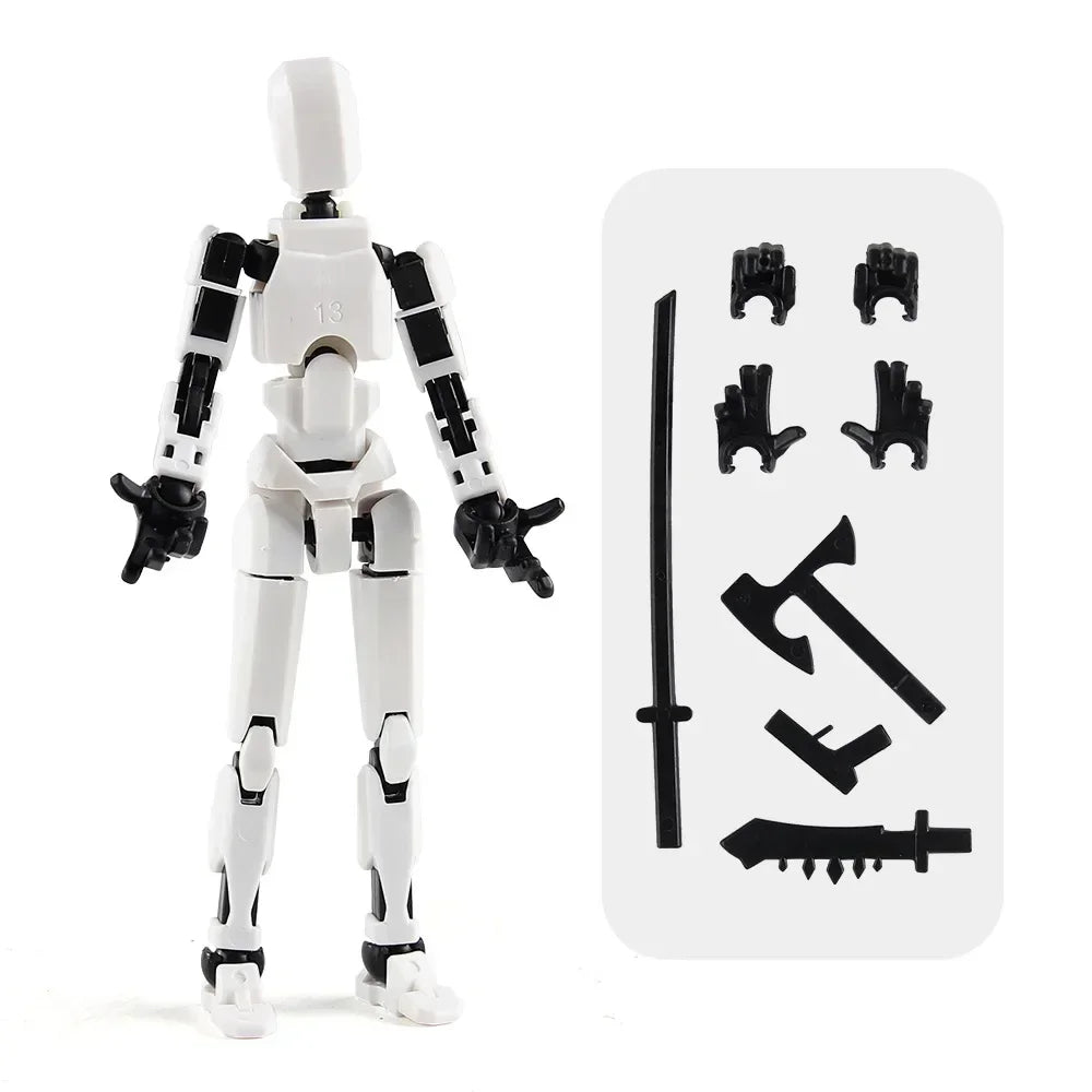 T13 Multi-Joint Robot Action Figure with Dog – 14cm Poseable Model