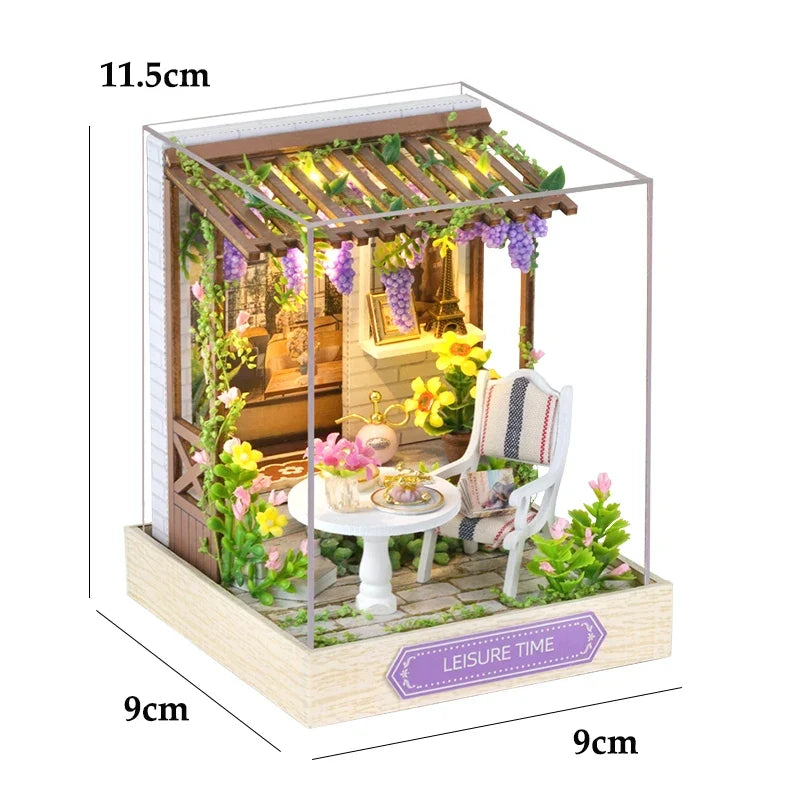 Wooden Miniature Doll House DIY 3D Puzzle Building Kit