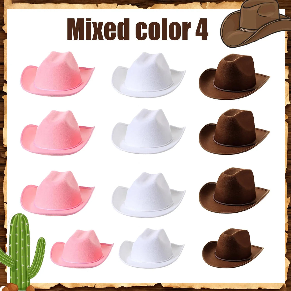 6-32Set Kids Western Cowboy Hats with Bandanas Cowboy Party Hats for Birthday Party Cosplay Costume Party Western Party Favors